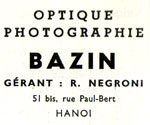 Optique Photographie Bazin Hanoi 