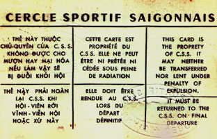 Carte du Cercle Sportif Saigonnais 1971