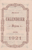 Calendrier 1921 Courtinat